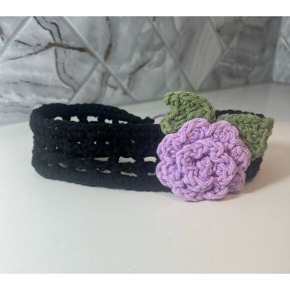 Handmade Baby Headband Purple Flower Button‎ Closure - Picture 1 of 3